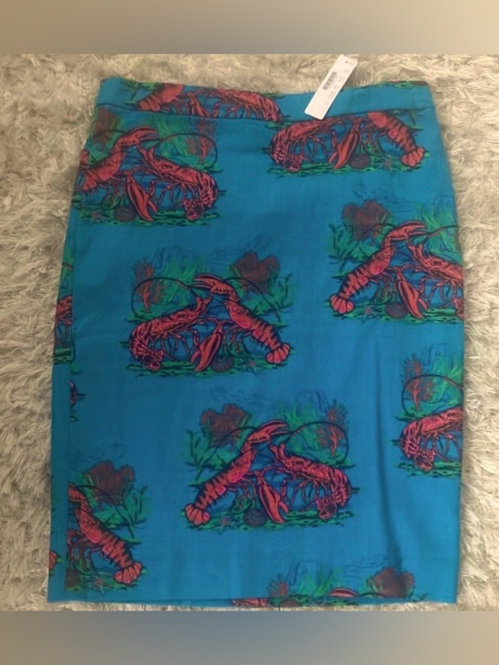 J Crew blue & red lobster print No. 2 pencil skirt 8 NWT